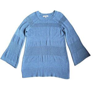 Liverpool Women's Sweater Size Small Light Blue Pointelle Pullover Crew Neck Bel